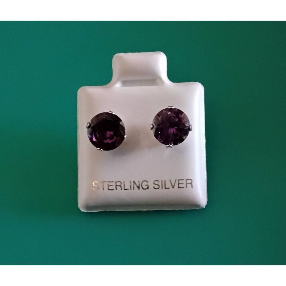 New~2 Ct Round Cut Amethyst Stud Earrings~925 Sterling Silver